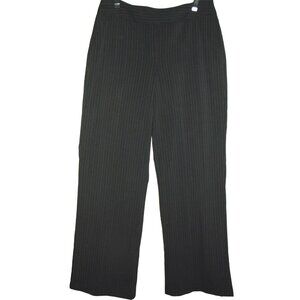 Chico's Size 8 Gray Pinstriped Trouser Wide Leg Mid Rise Dress Pants poly/rayon